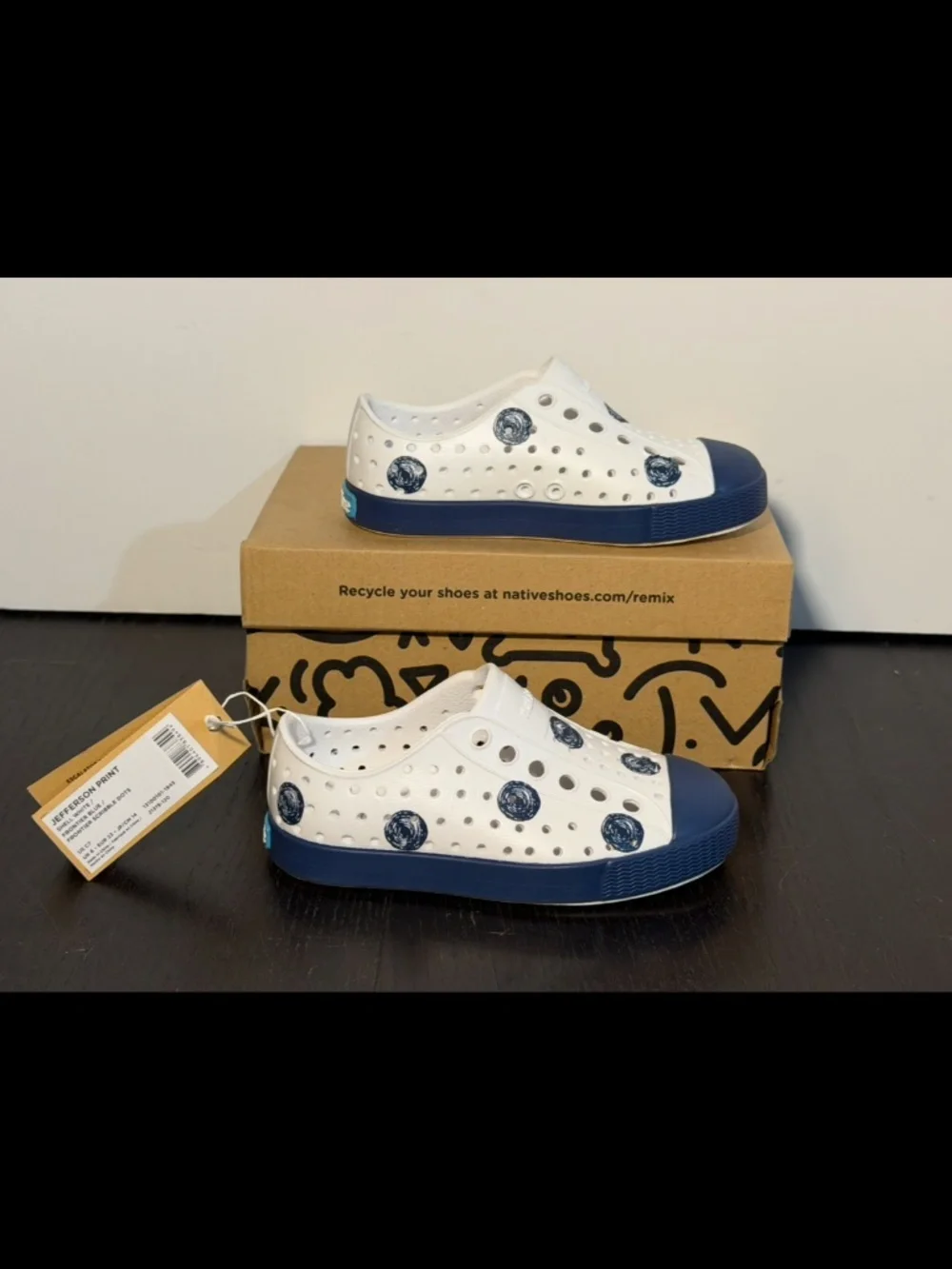 Native Jefferson Print Shoes Frontier Blue Scribble Dots Little Kids/Toddler C7